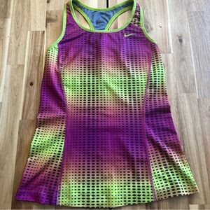 Nike Dri-FIT Racerback Tank Top M Multicolor Polka Dot Neon Workout